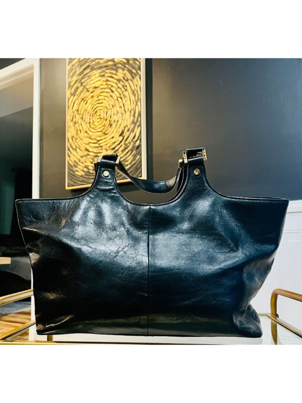 Tory Burch Black Leather Black Bombe Ella Satchel Shoulder Bag - Picture 3 of 12